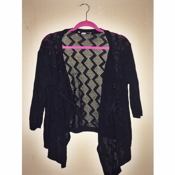 Black Knitted Zig Zag Cardigan