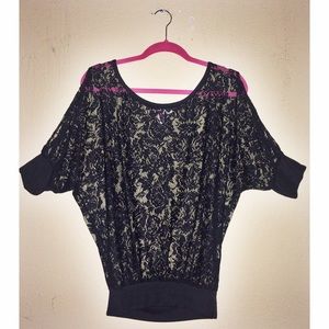 Lace Cinched Top with Slit Sleeves