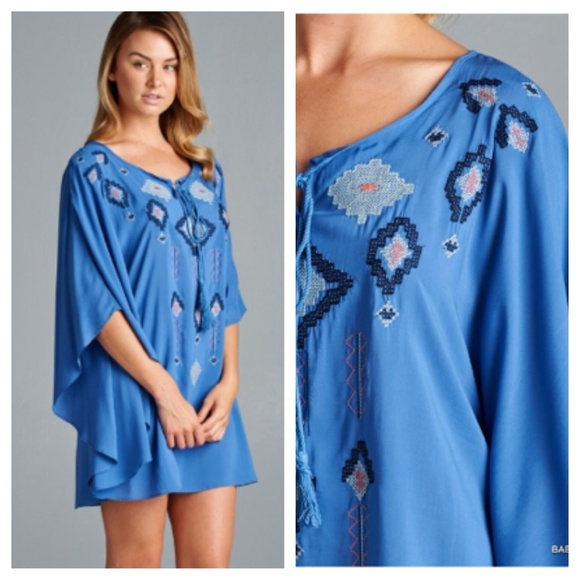 Gorgeous Aztec Sky Blue Kimono Top - Picture 3 of 3