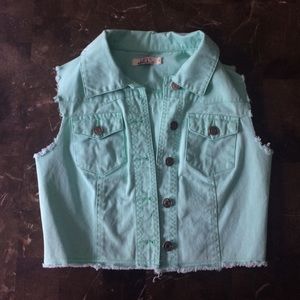 Ever Light Blue Jean Jacket Vest