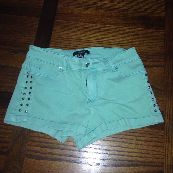 Forever 21 green studded shorts
