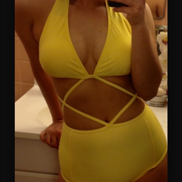 Yellow one piece swimsuit