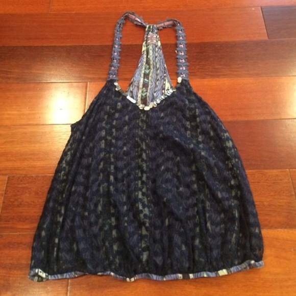 Free People navy blue/pattern tank - Picture 4 of 4