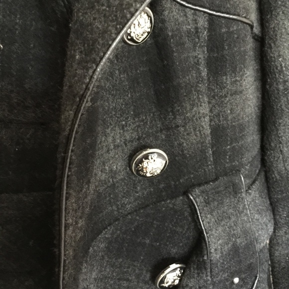 Miss Sixty Dark Gray Plaid Long Coat