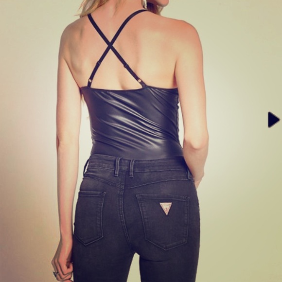 Faux leather bodysuit