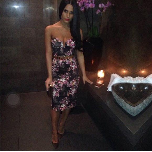 ASOS River Island Floral Print Bandeau Midi Dress