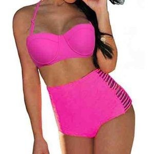 High Waist Pink Swim Suit