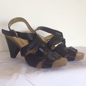 Franco Sarto black strappy sandals with cone heel