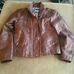 Day trip brown leather looking jacket