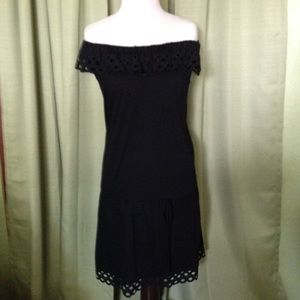Express Black Lace Off The Shoulder Dress