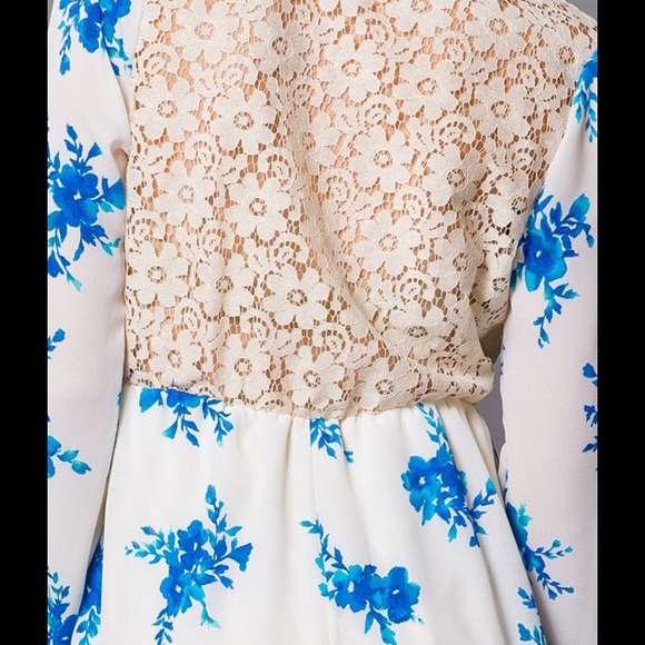 🎉HOST PICK🎉 Floral Boho Crochet Lace Back Romper - Picture 4 of 4