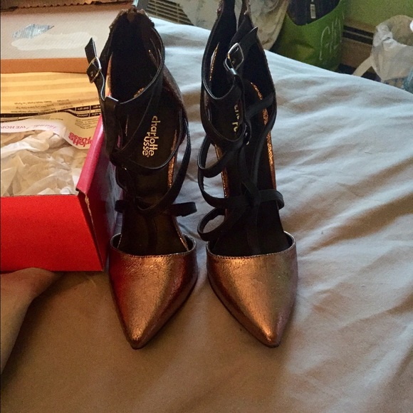 Strappy gold heels