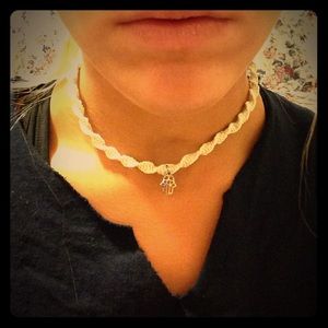 Hemp necklace with hand charm