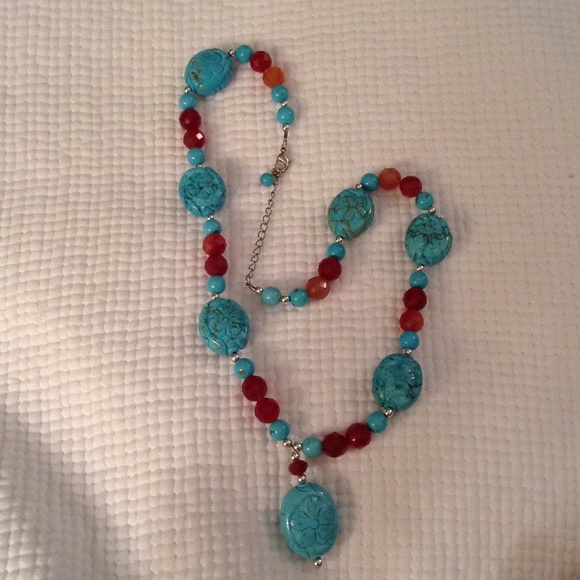 Vintage Turquoise Carnelian faceted necklace - Picture 1 of 3