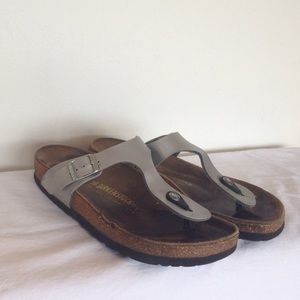 Birkenstock Gizeh Sandals in Silver Size 38