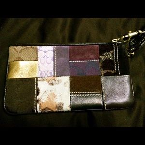 COACH XL Multi-Colored Brown Wristlet