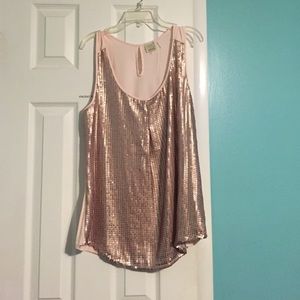 Ecru rose gold sequin top