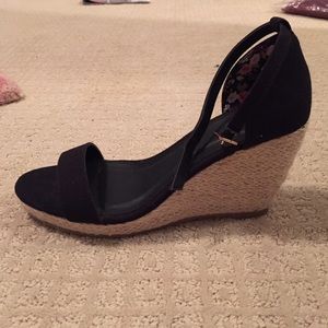 forever 21 black wedges tan and floral 8