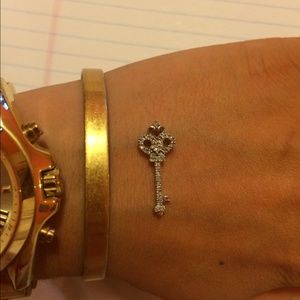 Silver diamond key pendant