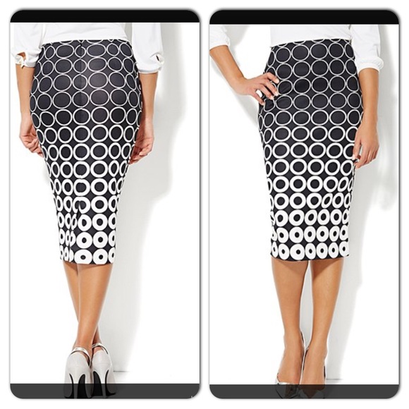 Pencil skirt circle-print