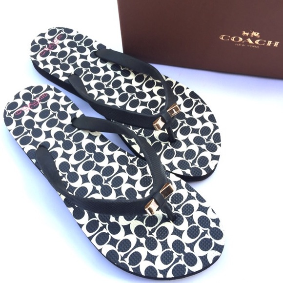 Coach Shoes - {Coach} Black Logo Flip-flops