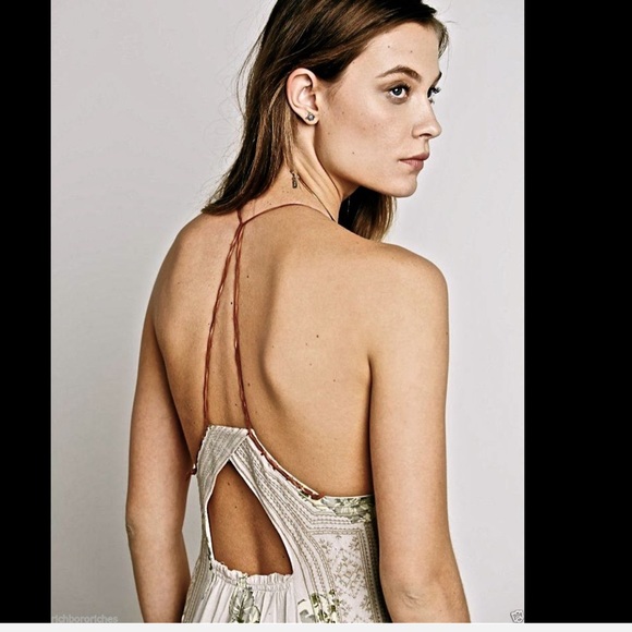 Free People nude tan embroidered Dress NWT M - Picture 4 of 4