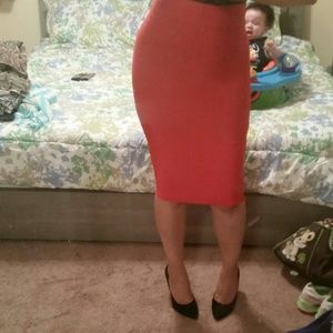 Bodycon high waist orange skirt