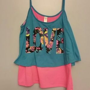 blue and pink top womens