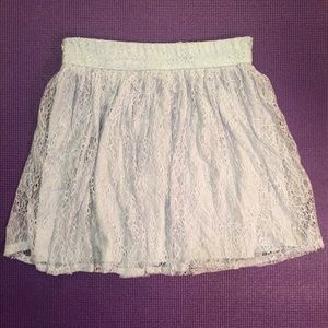 light blue lace elastic banded skirt