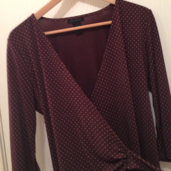 Brown Polka Dot Wrap Top