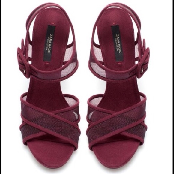 Zara Burgundy Sandals size 6 - Picture 2 of 4