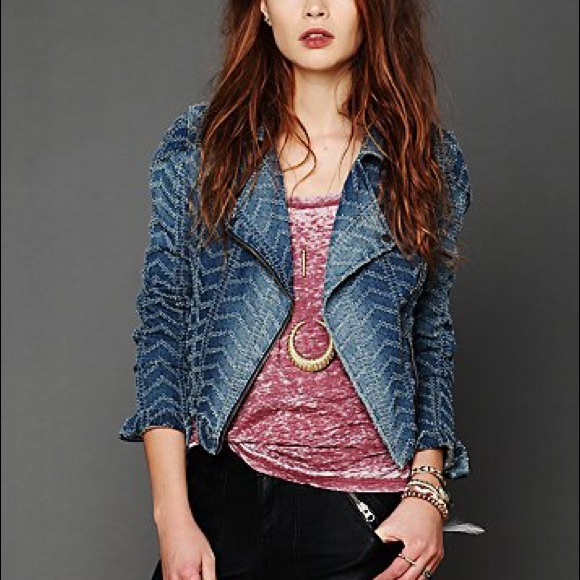 Free people denim moto jacket