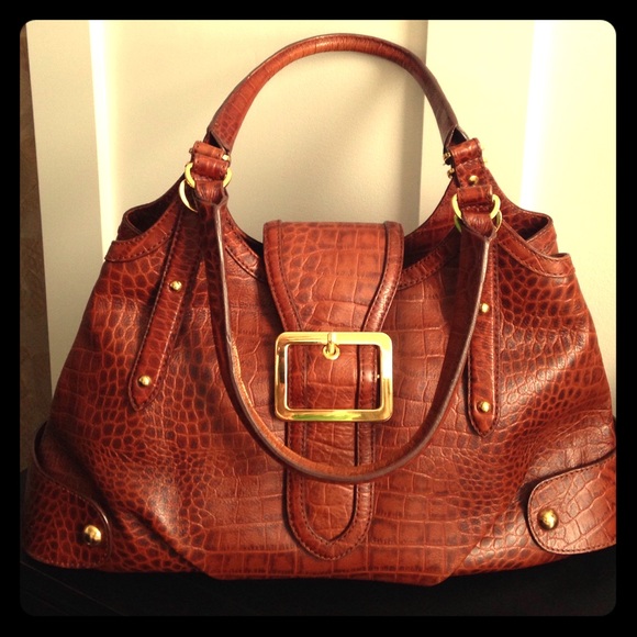 Maxx New York Crocodile Embossed Leather Handbag