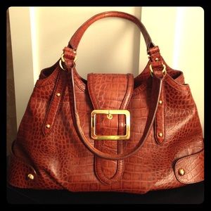 Maxx New York Crocodile Embossed Leather Handbag