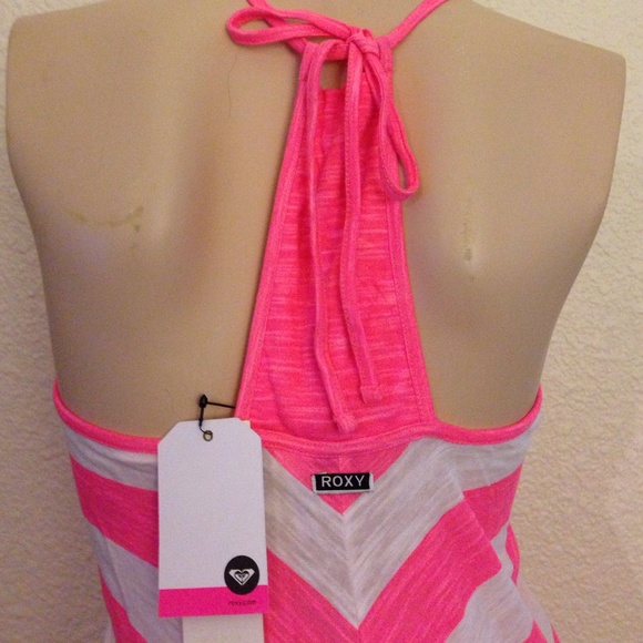 NWT Roxy Pink/White Stripe Maxi Dress - Picture 3 of 3