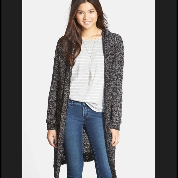 Nordstrom Sun & Shadow Long Hooded Cardigan L $68