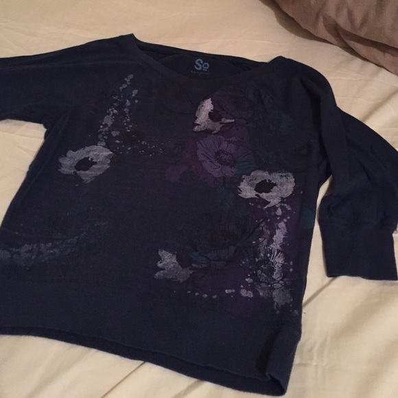 Slightly oversized dark blue floral shirt