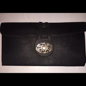 Black leather clutch