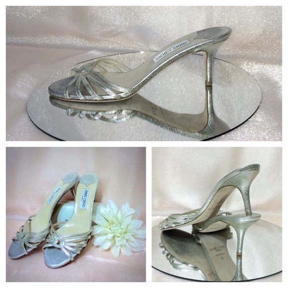 🚫SOLD🚫JIMMY CHOO SILVER LEATHER KITTEN HEELS