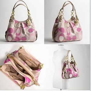 Coach Mia Signature Embroidered pink multi color