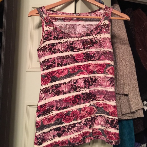 BKE floral bling tank top