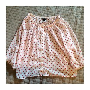 White, Polkadotted, Flowy Shirt