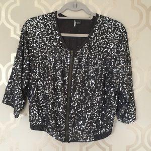 Silver and Gray Sequined Jacket
