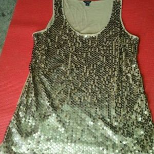 Ann Taylor gold sequin med tank