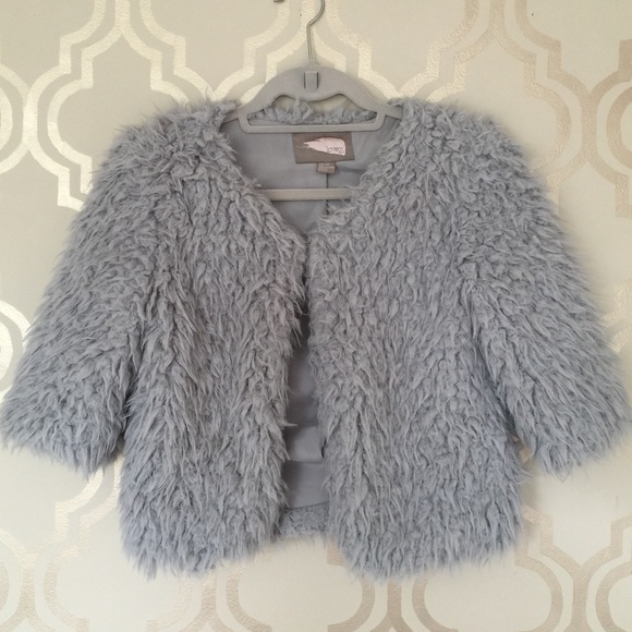 Fuzzy Gray Cropped Jacket
