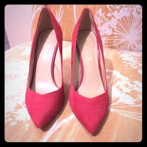 Aldo red suede with metallic heels size 38