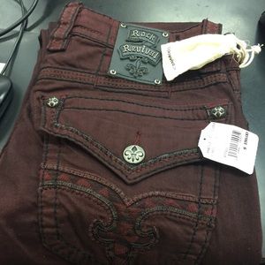 Burgundy Rock Revival Jeans