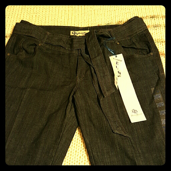 Dark rinse trouser cut jeans