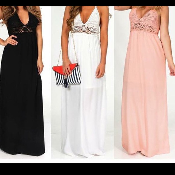 White crochet maxi dress