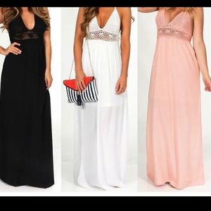 White crochet maxi dress